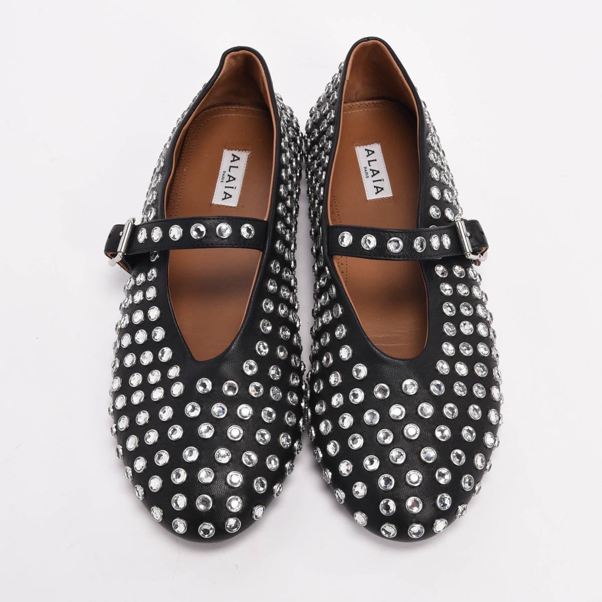 Alaia Black Crystal Embellished Lambskin Ballet Flats 41