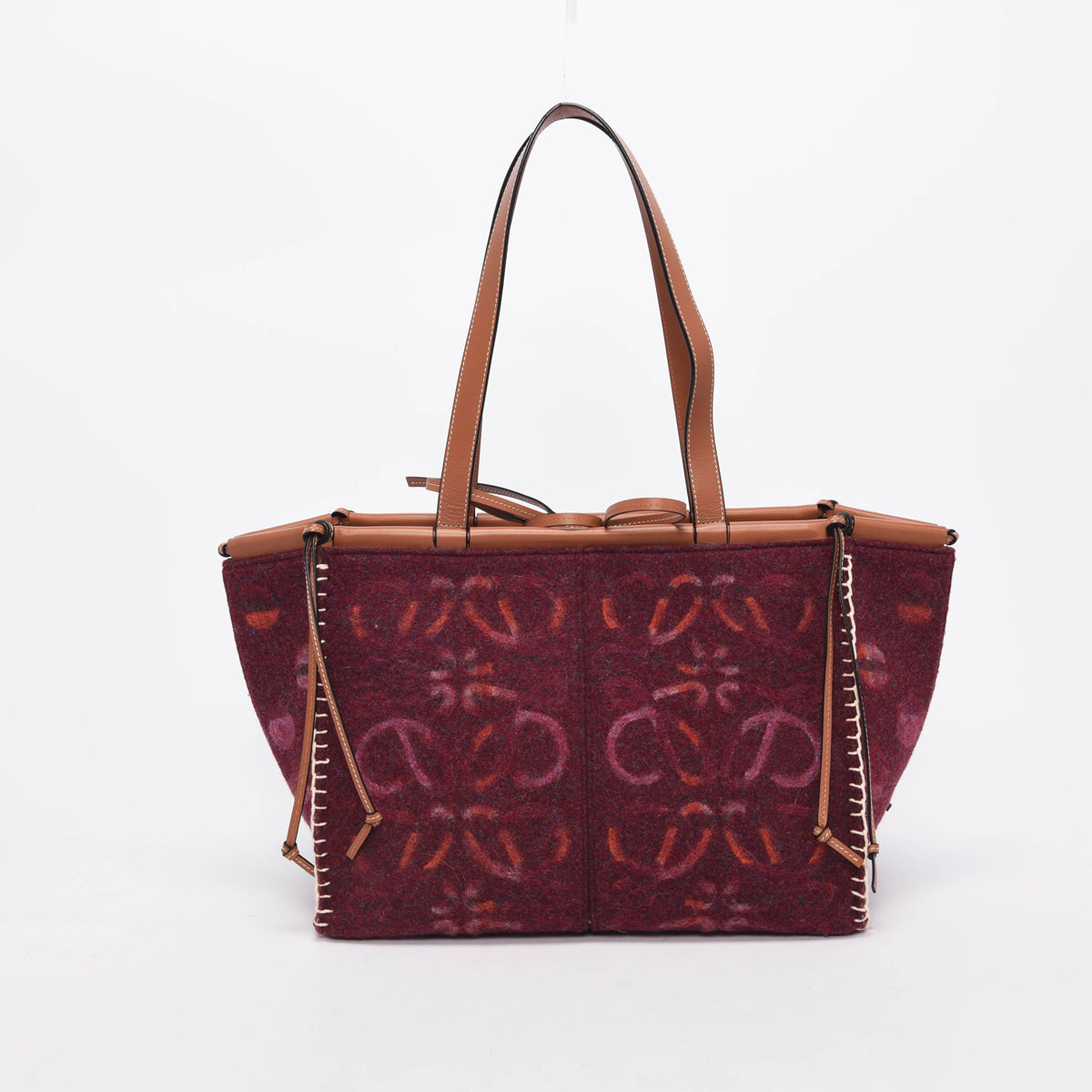 Loewe Burgundy Wool Anagram Cushion Tote