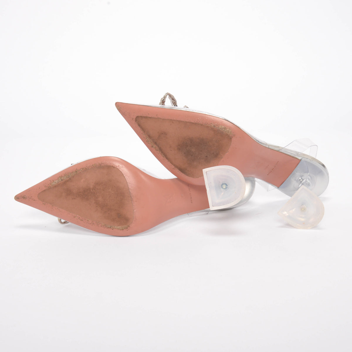 Amina Muaddi Transparent PVC & Crystal Rosie Glass Slingback Pumps 40.5