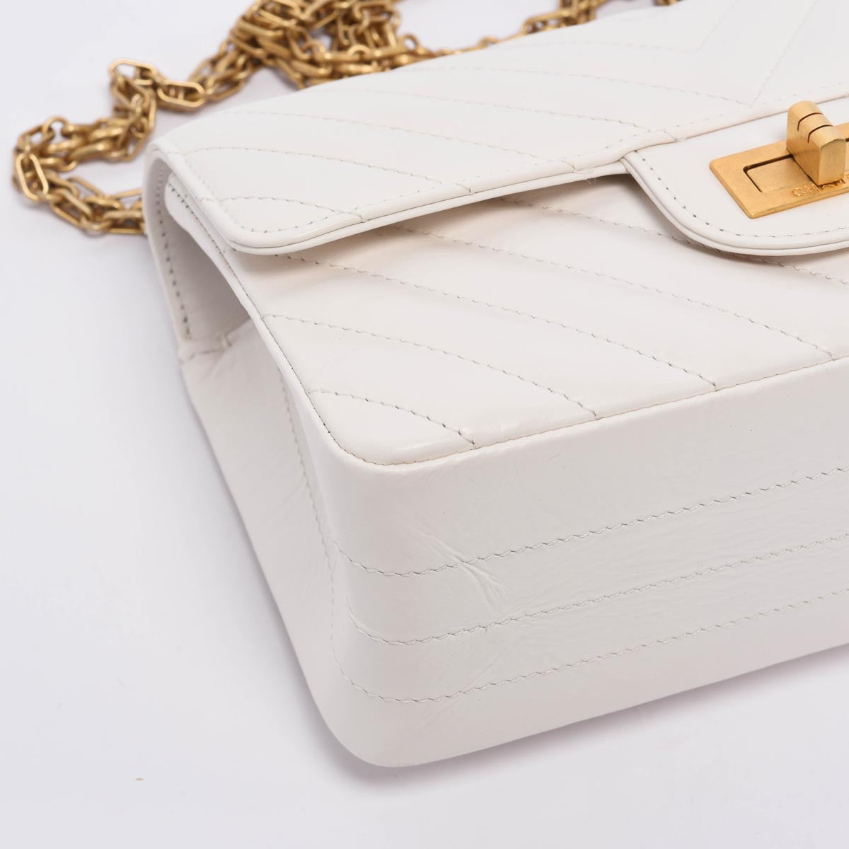 Chanel White Chevron Calfskin Mini Reissue 2.55 Flap Bag