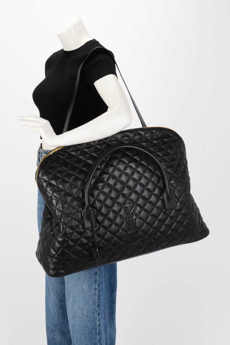 Saint Laurent Black Quilted Calfskin ES Giant Travel Bag
