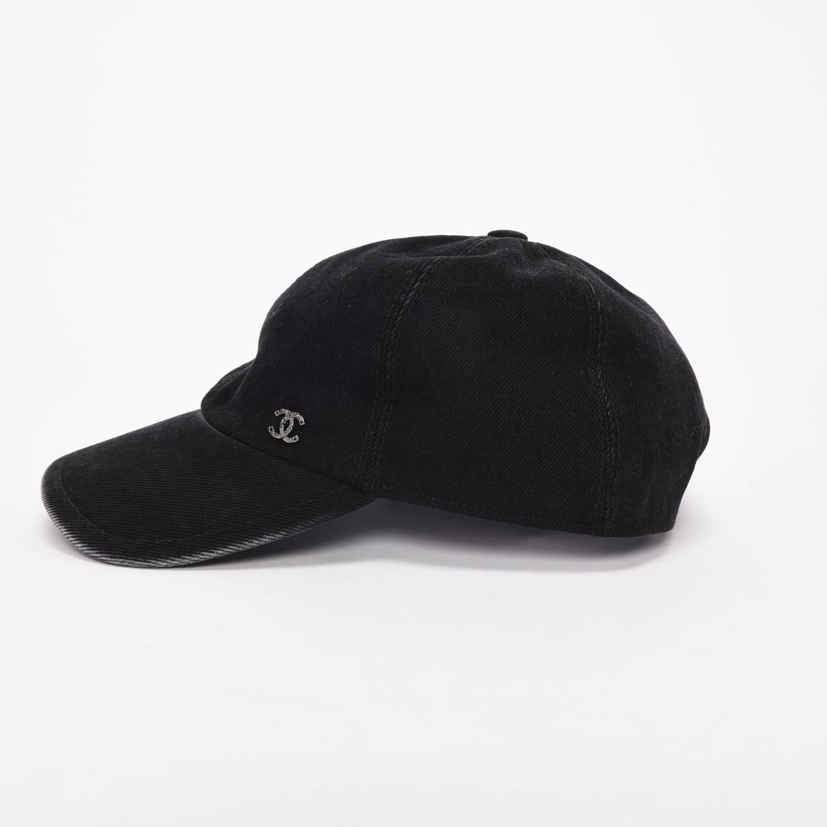 Chanel Black Denim Crystal CC Cap