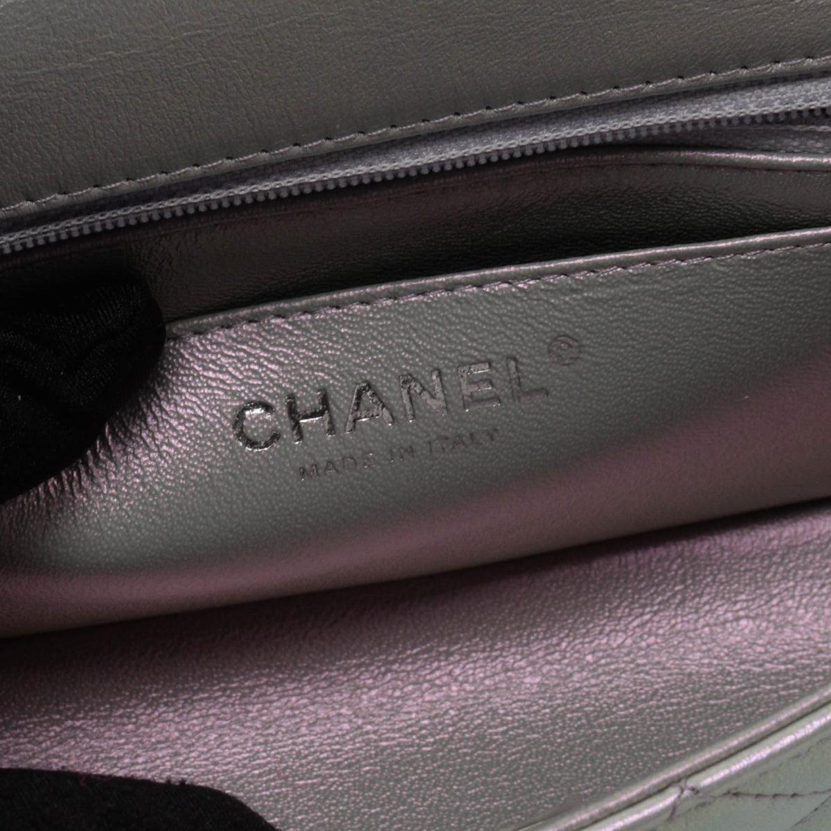 Chanel Purple Iridescent Calfskin Mini Rectangular Flap Bag
