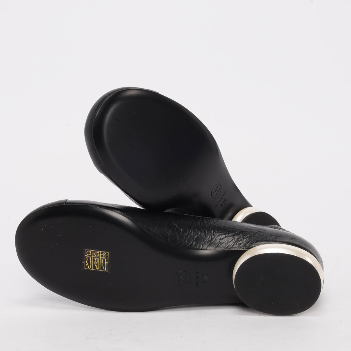 Chanel Black Crumpled Calfskin Mary Jane Ballet Flats 41