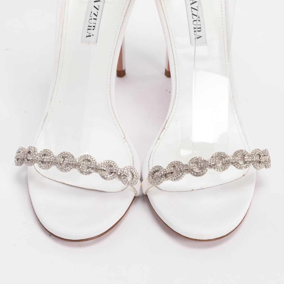 Aquazzura White Grosgrain Love Link Sandals 40