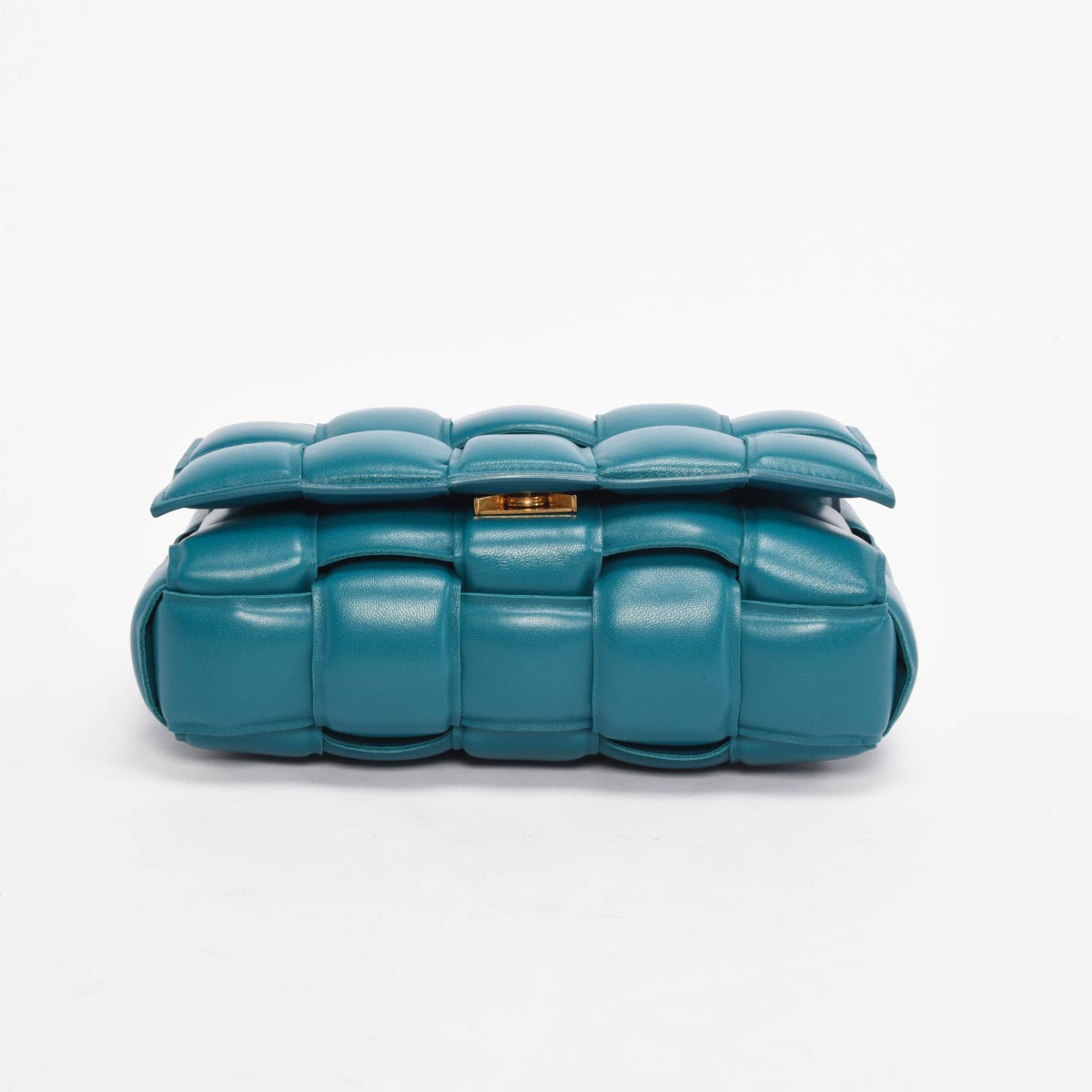 Bottega Veneta Turquoise Intreccio Lambskin Padded Cassette Bag