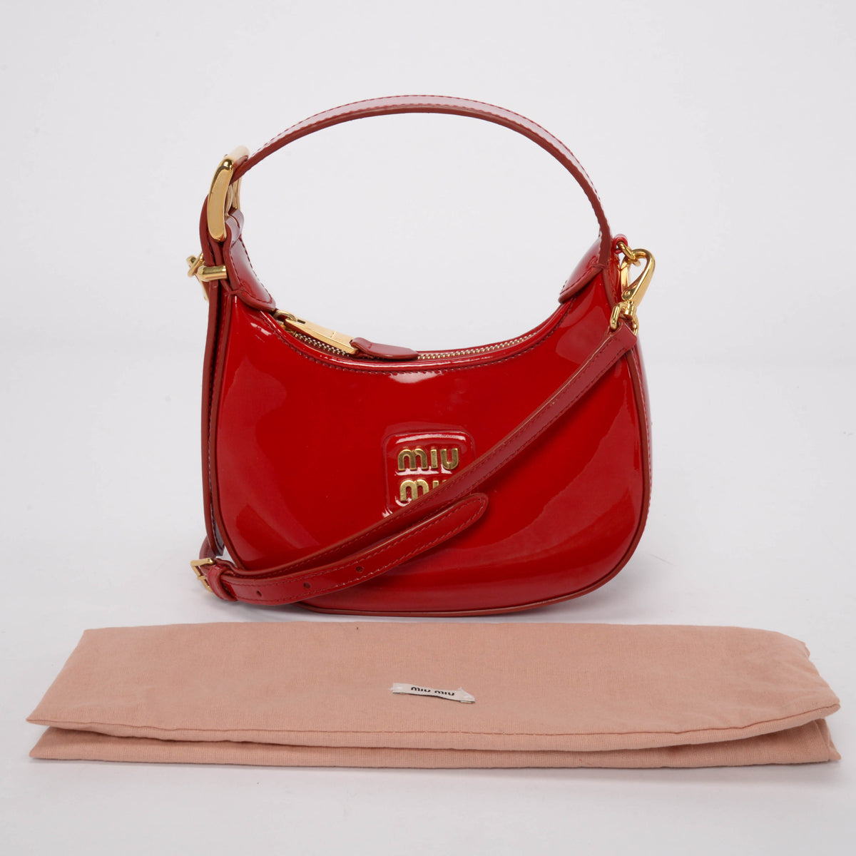 Miu Miu Red Patent Mini Hobo Bag