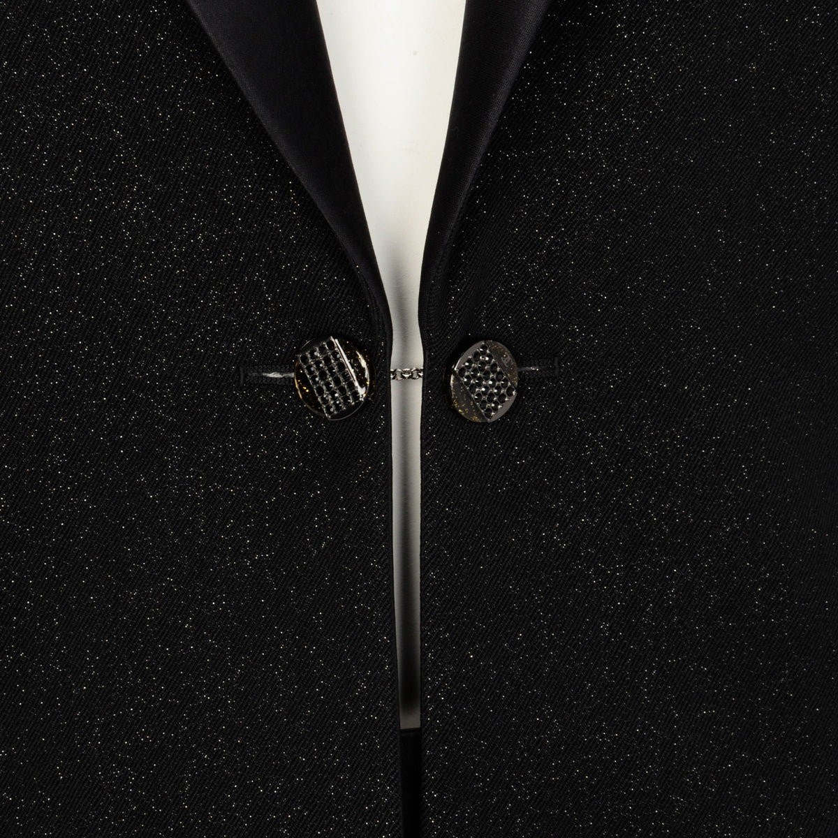 Chanel Black Lurex Tuxedo Style Jacket FR 38