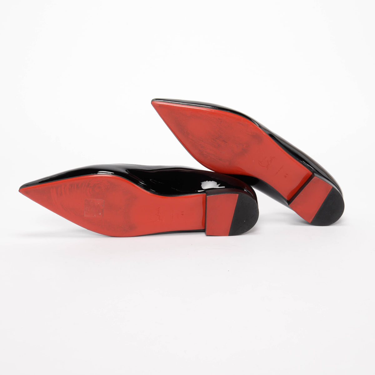 Christian Louboutin Black Patent Hot Chickita Flats 41