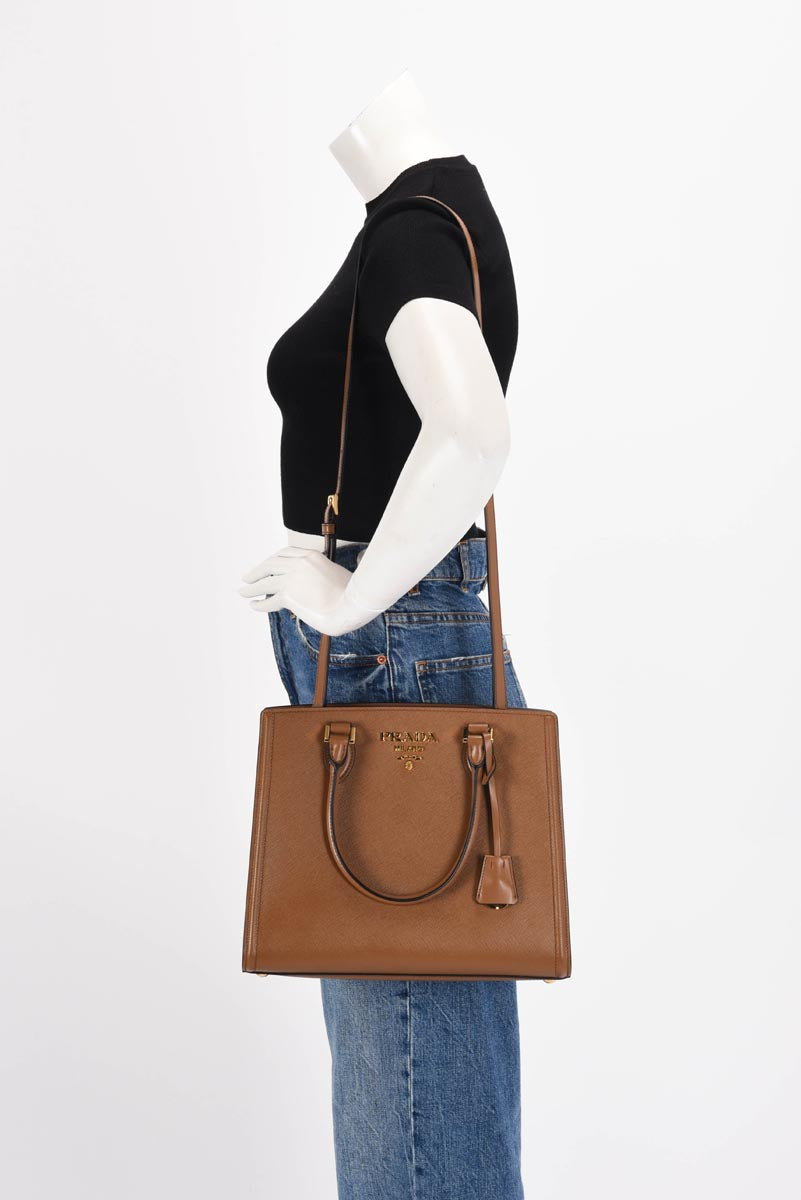 Prada Cannella Saffiano 2Way Tote
