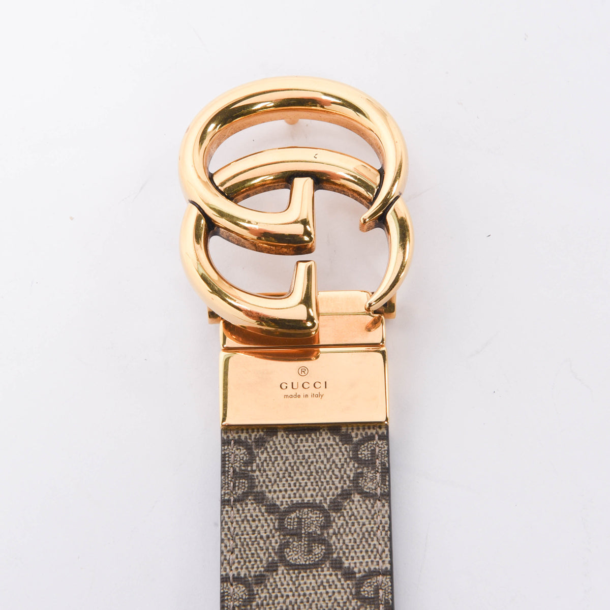 Gucci Black Leather & GG Supreme GG Marmont Reversible Belt