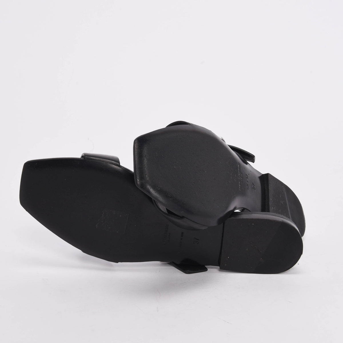 Saint Laurent Black Calfskin Oak Buckle Sandals 37
