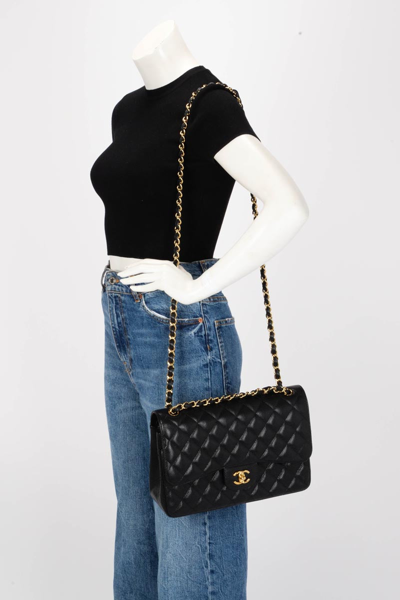 Chanel Black Quilted Caviar Large Classic Flap Bag