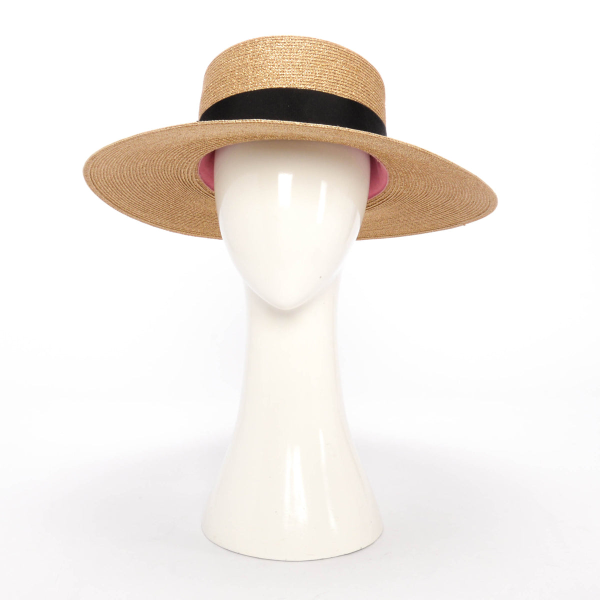 Gucci Gold Straw Bee Embellished Boater Hat