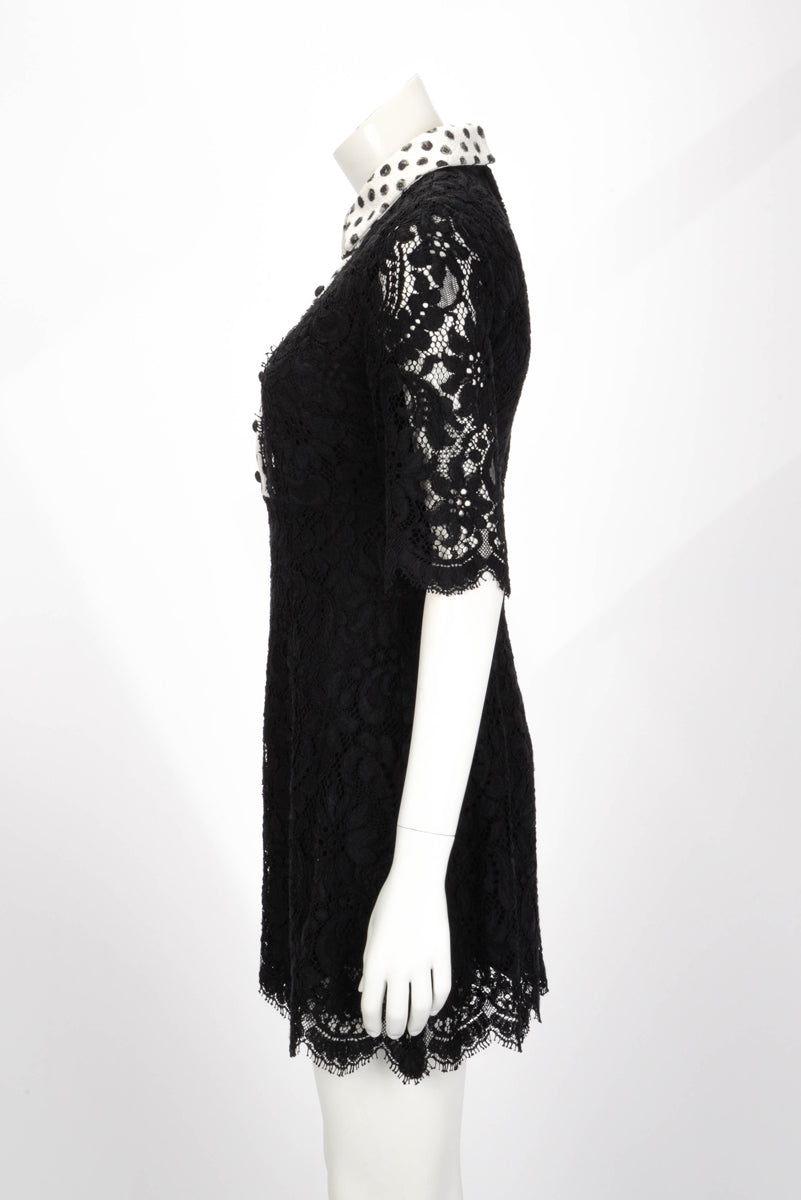 Dolce & Gabbana Black Lace Polka Dot Dress IT 40