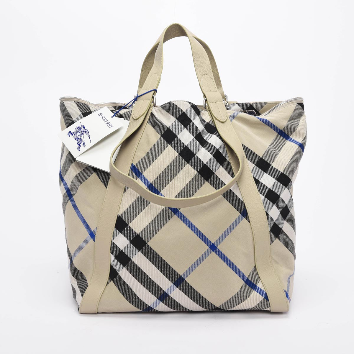 Burberry Beige Jacquard Check Large Festival Tote
