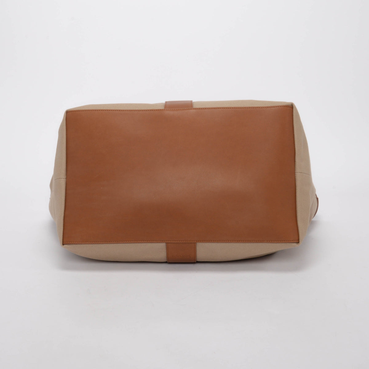 Saint Laurent Brown & Ecru Leather & Canvas Y Tote