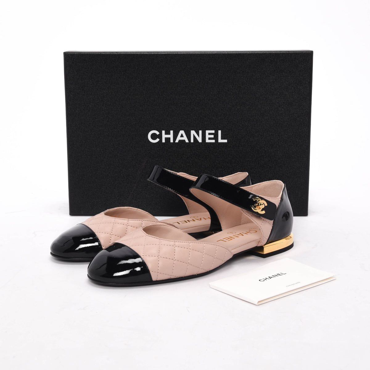 Chanel Pink Quilted Lambskin Turnlock Mary Jane Flats 37.5