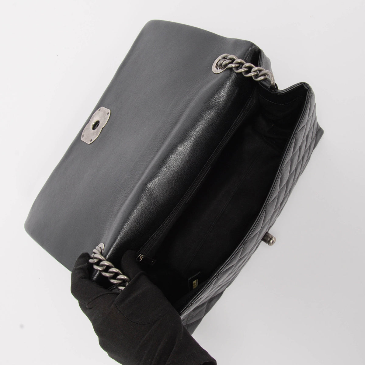 Chanel Black Quilted Goatskin Large City Rock Flap Bag