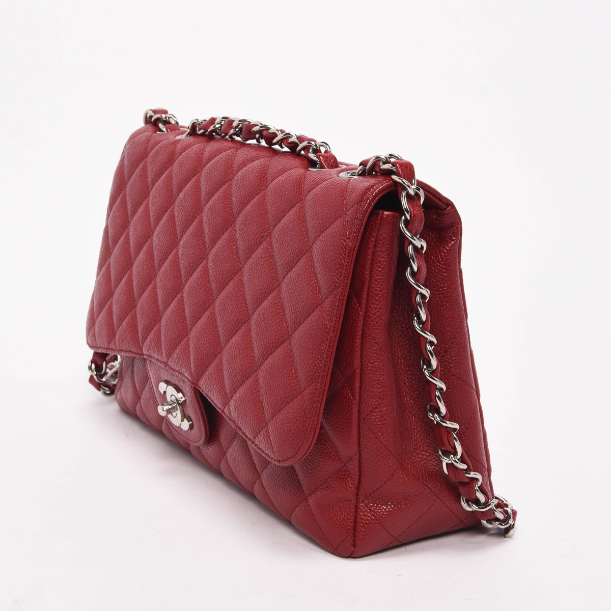 Chanel Dark Red Caviar Large Classic Single Flap Bag