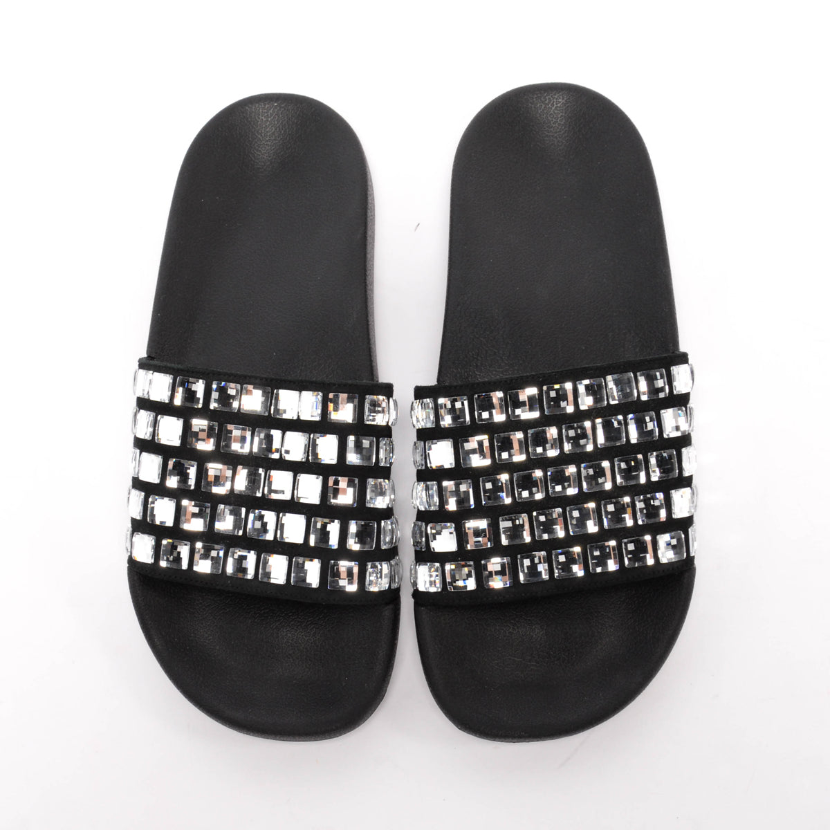 Burberry Black Crystal Furley Pool Slides 39