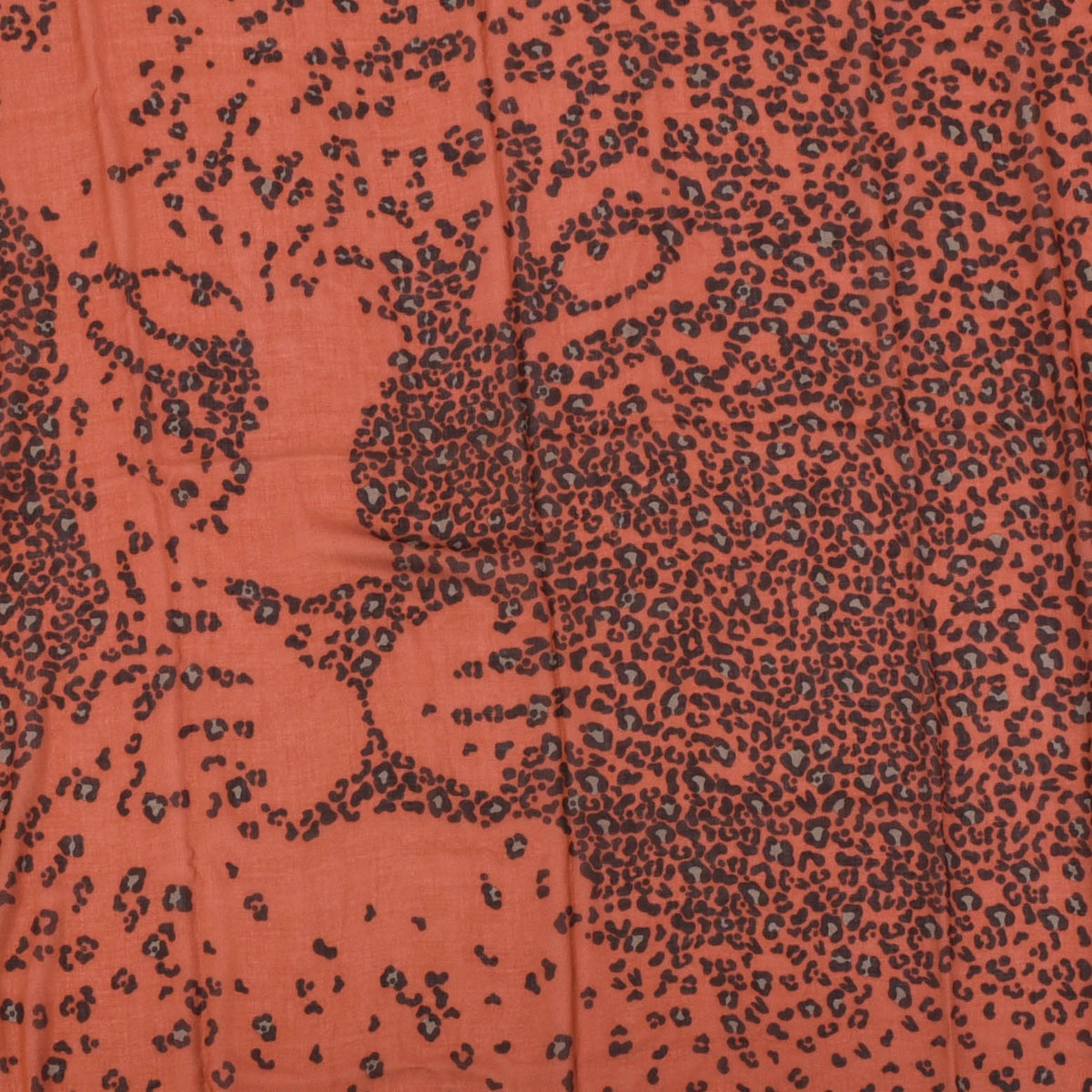 Cartier Burnt Orange Cashmere & Silk Panther Print Shawl