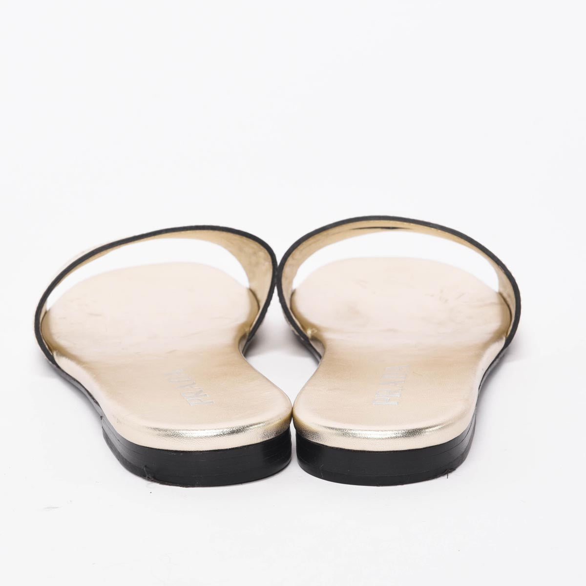 Prada Light Gold Lizard St Tejus Slides 40