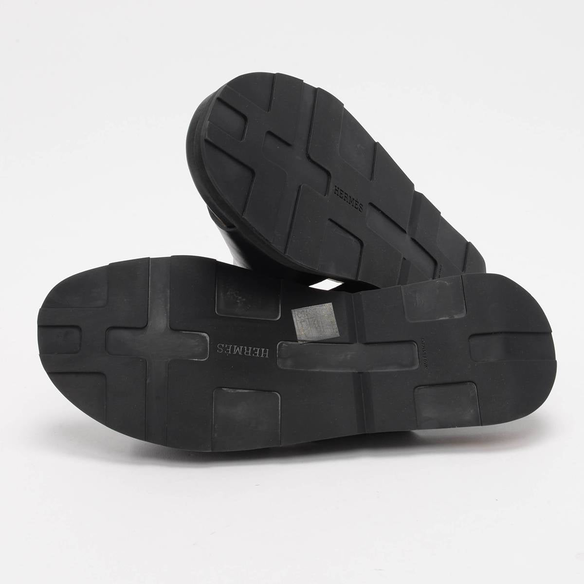 Hermes Black Calfskin Pharaon Sandals 43