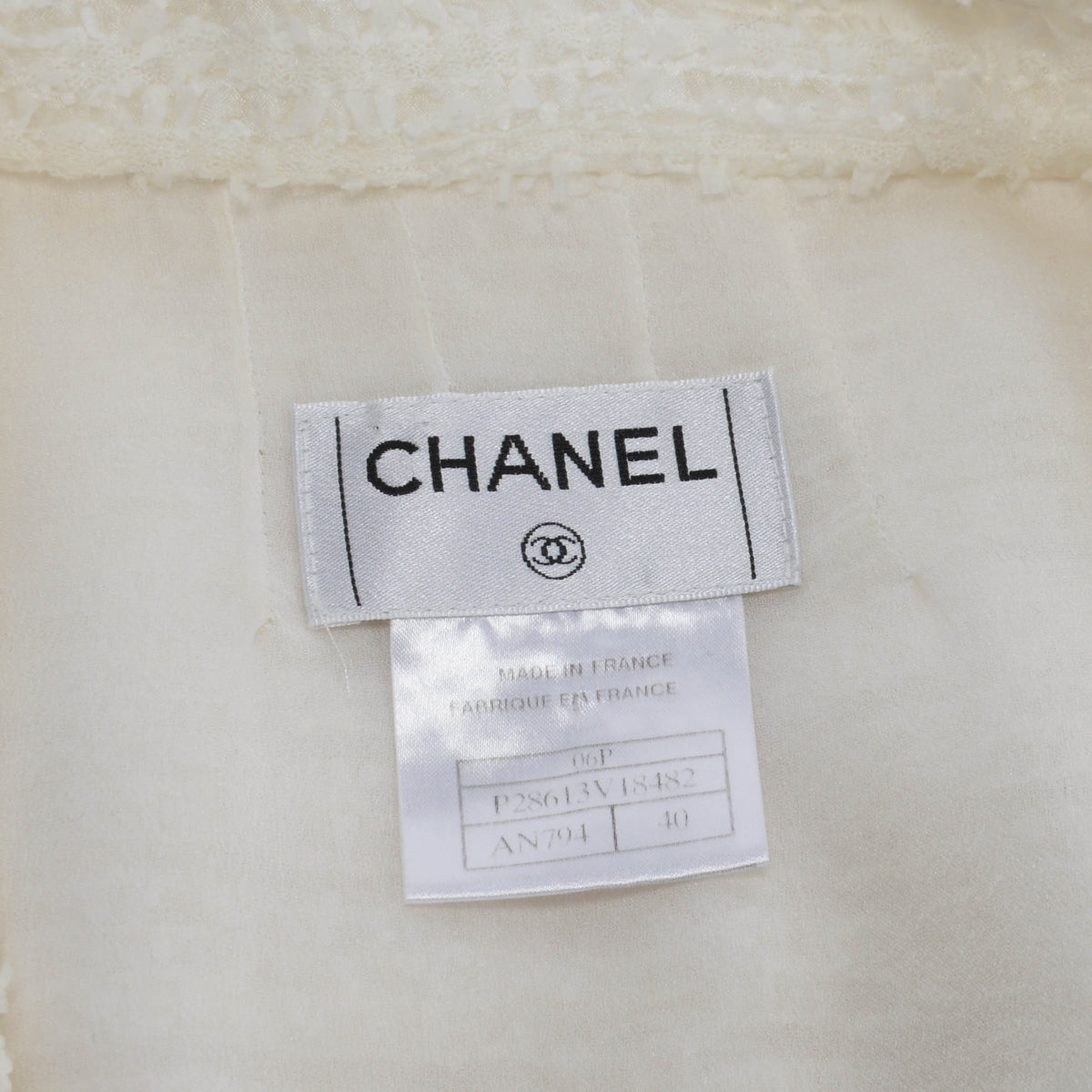 Chanel Ecru Fantasy Tweed Drawstring Jacket FR 40