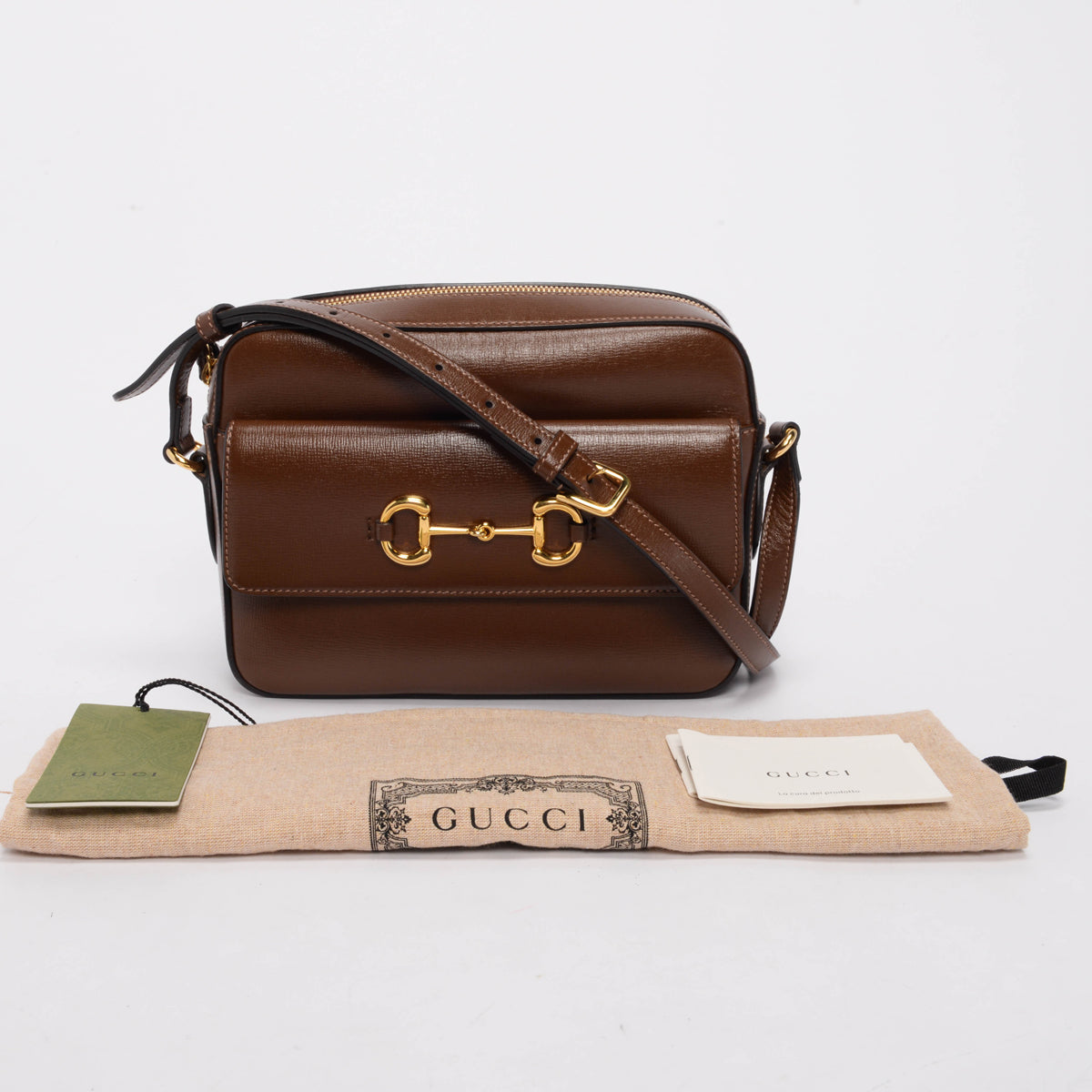 Gucci Brown Leather Horsebit 1955 Small Camera Bag