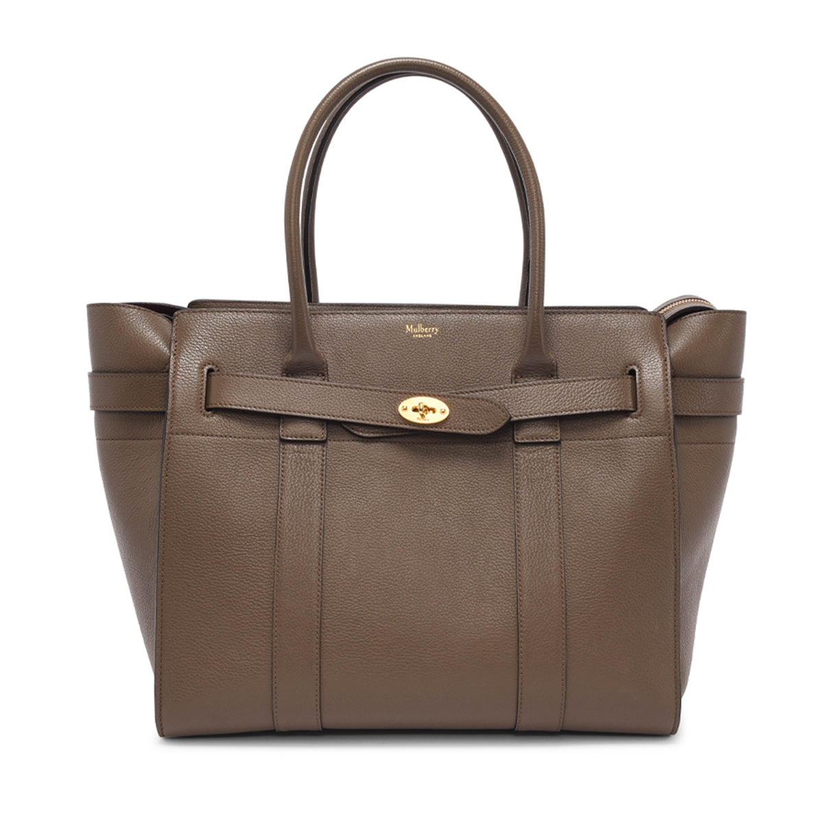 Mulberry Taupe Grained Leather Large Bayswater Zipped Tote