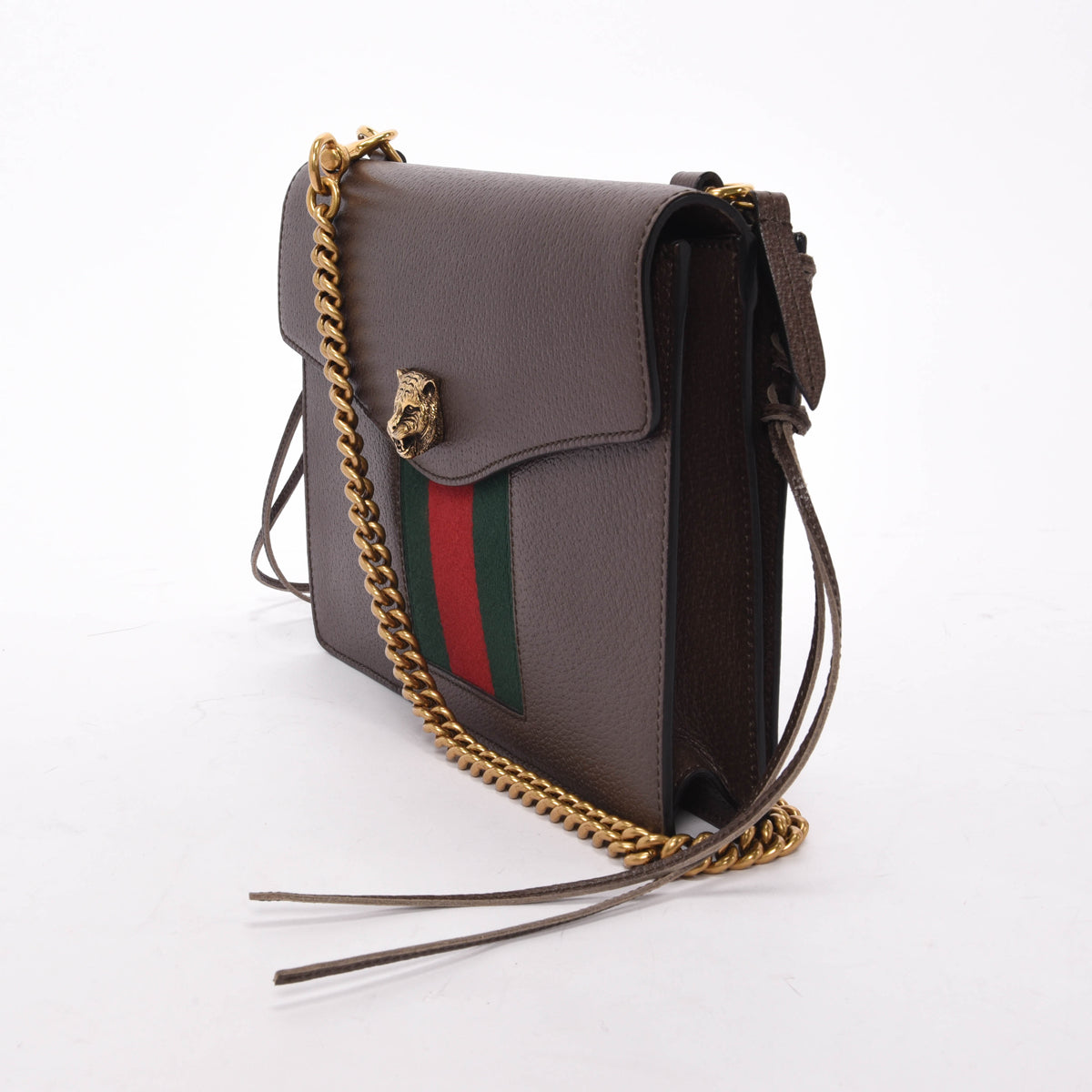 Gucci Brown Grained Calfskin Animalier Chain Bag