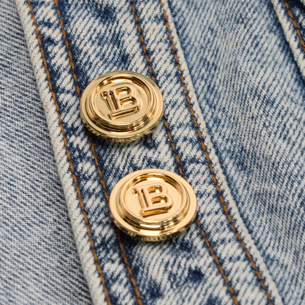 Balmain Blue Distressed Denim Shirt Jacket FR 40