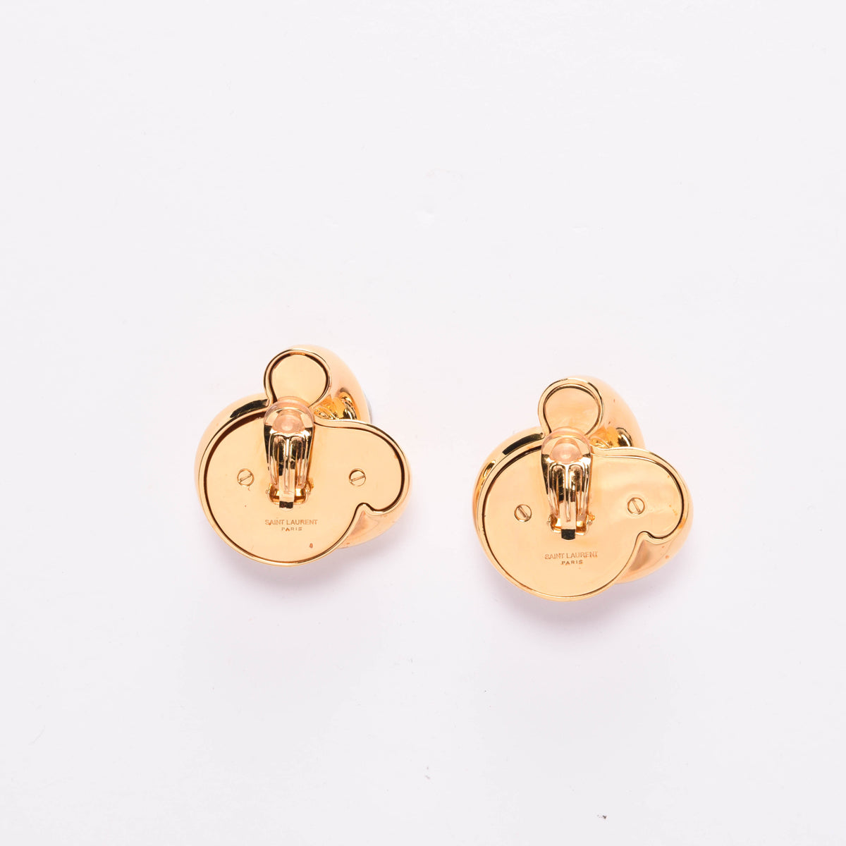 Saint Laurent Gold Tone Large Knot Clip Earrings