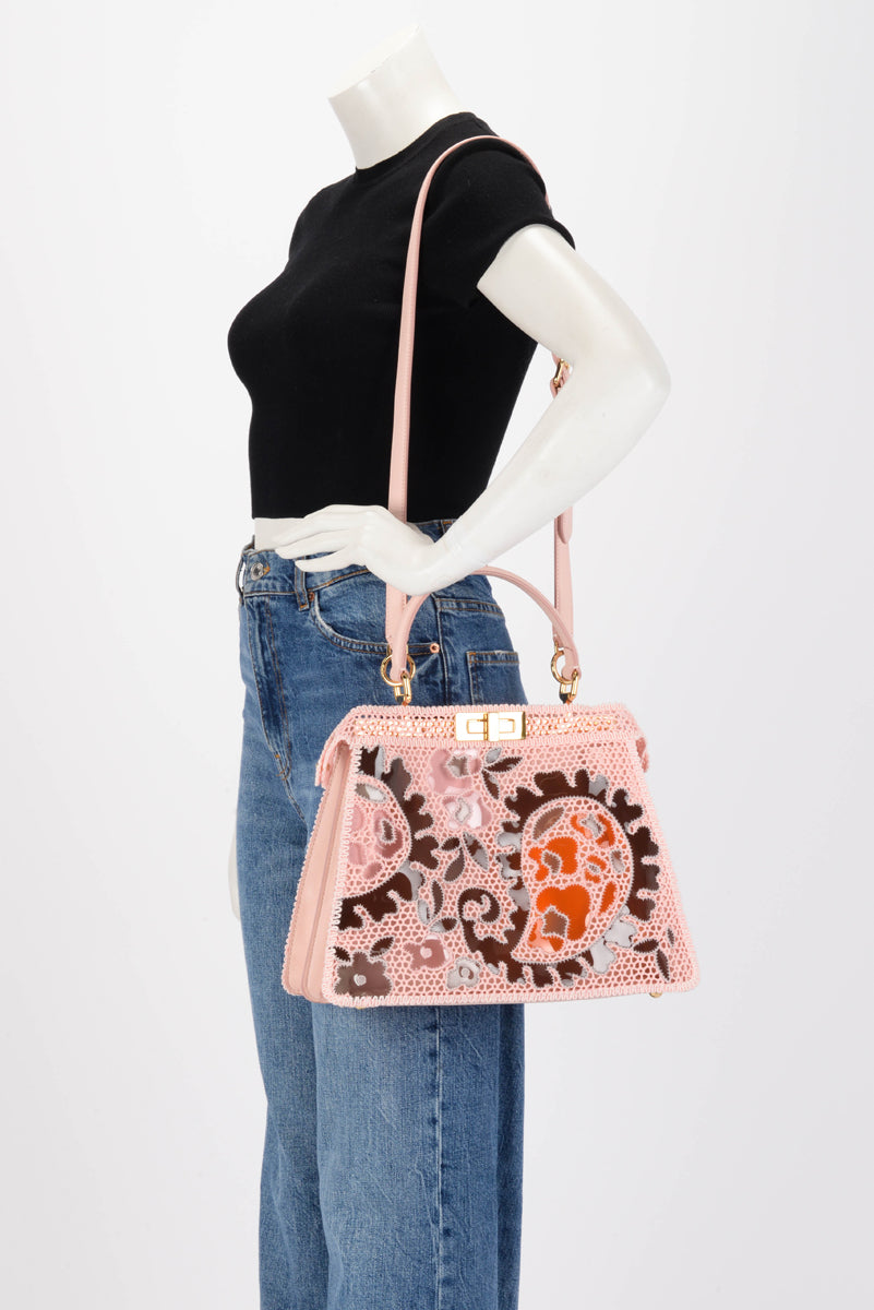 Fendi Pink Macrame Medium Peekaboo ISeeU Bag