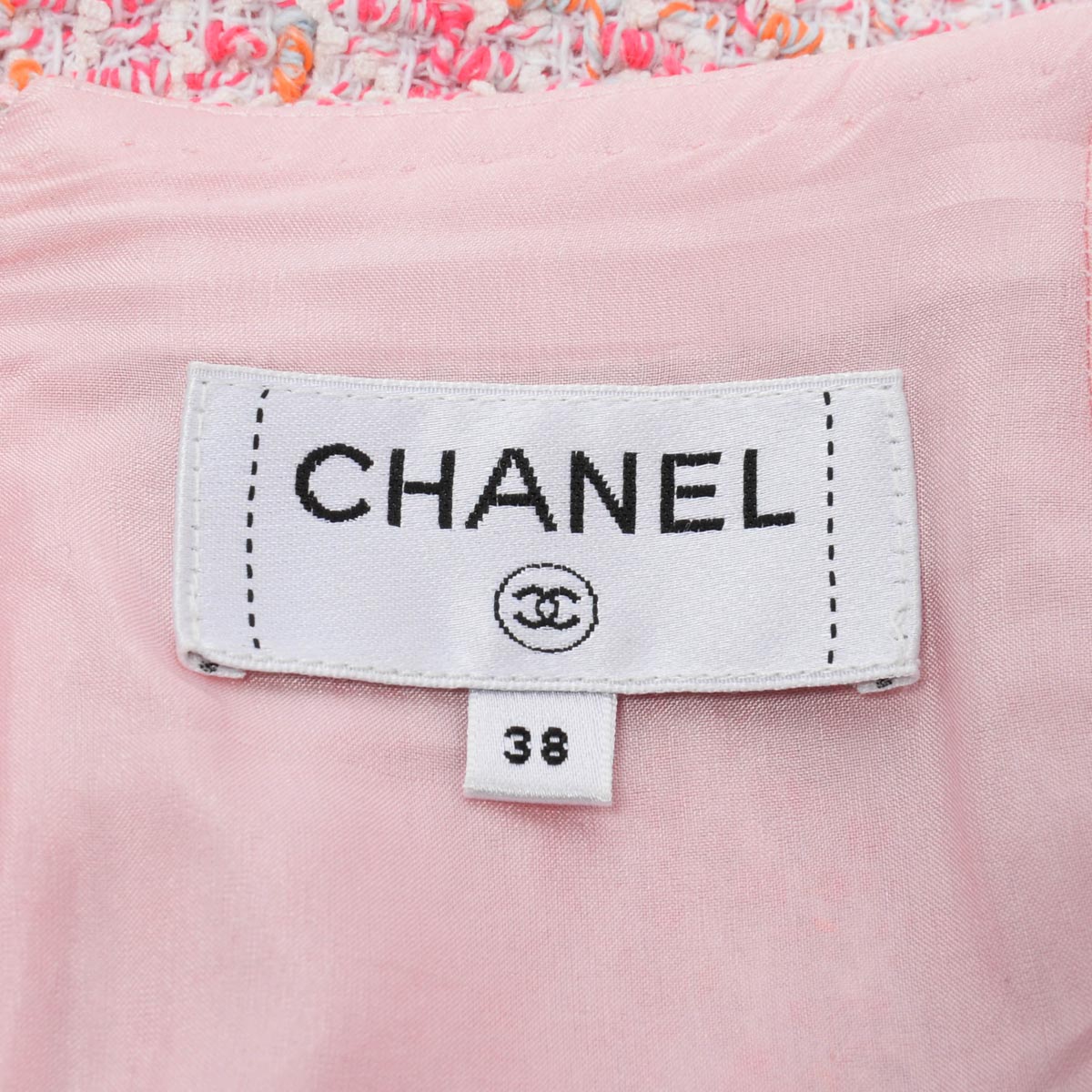 Chanel Pink & Orange Fantasy Tweed Pencil Skirt FR 38