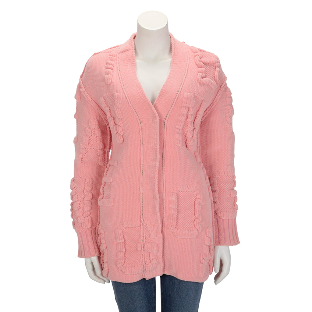 Bottega Veneta Pink Chenille Knit Alphabet Cardigan S