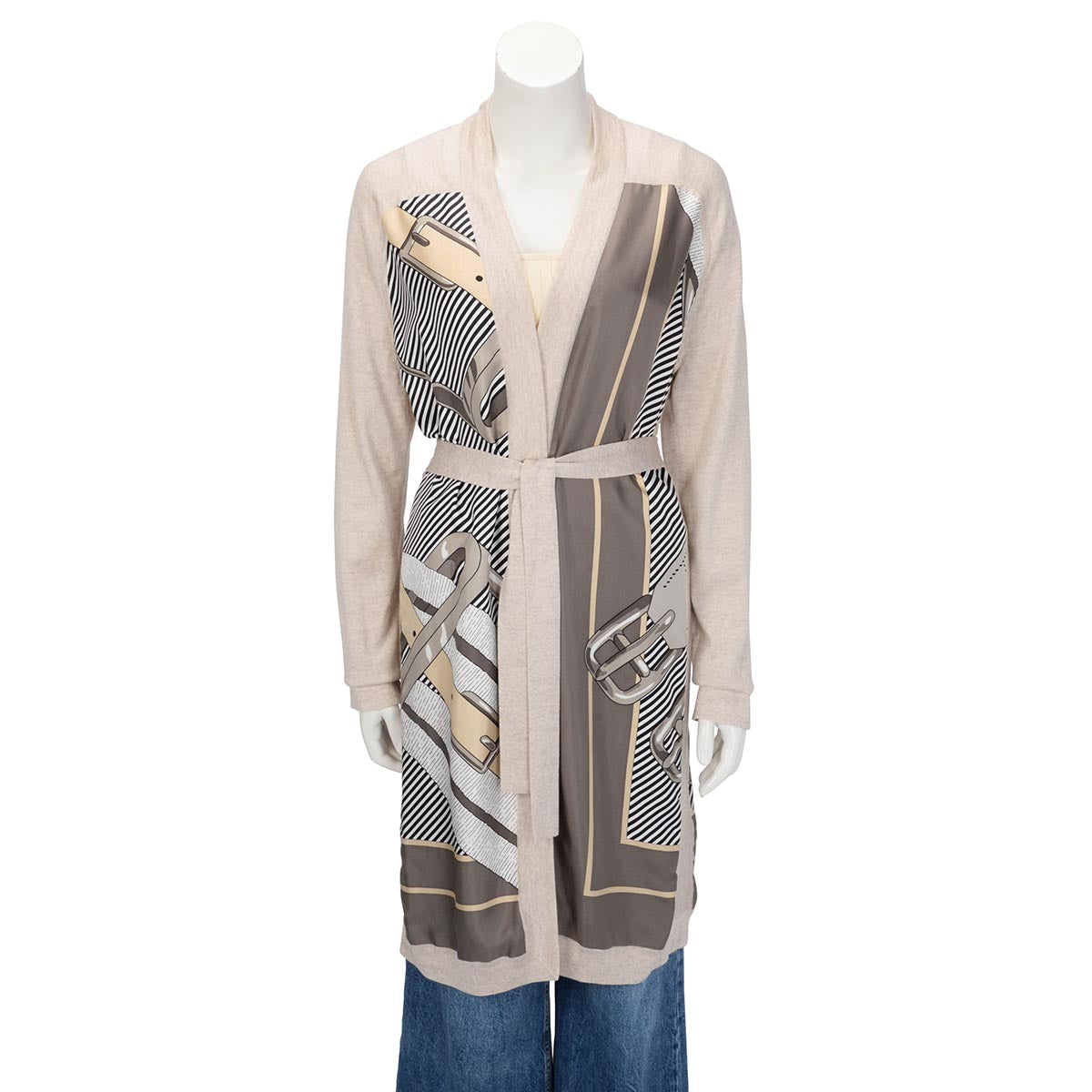 Hermes Ecru Knit Mors a Jouets Belted Cardigan FR 42