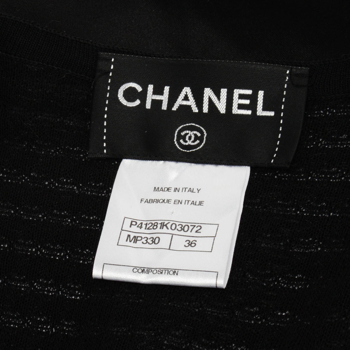 Chanel Black & White Knit Satin Lapel Jacket 36