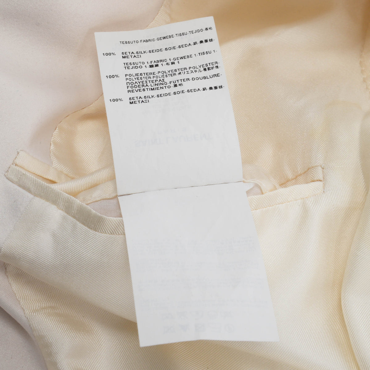 Saint Laurent Cream Silk Tuxedo Jacket FR 44
