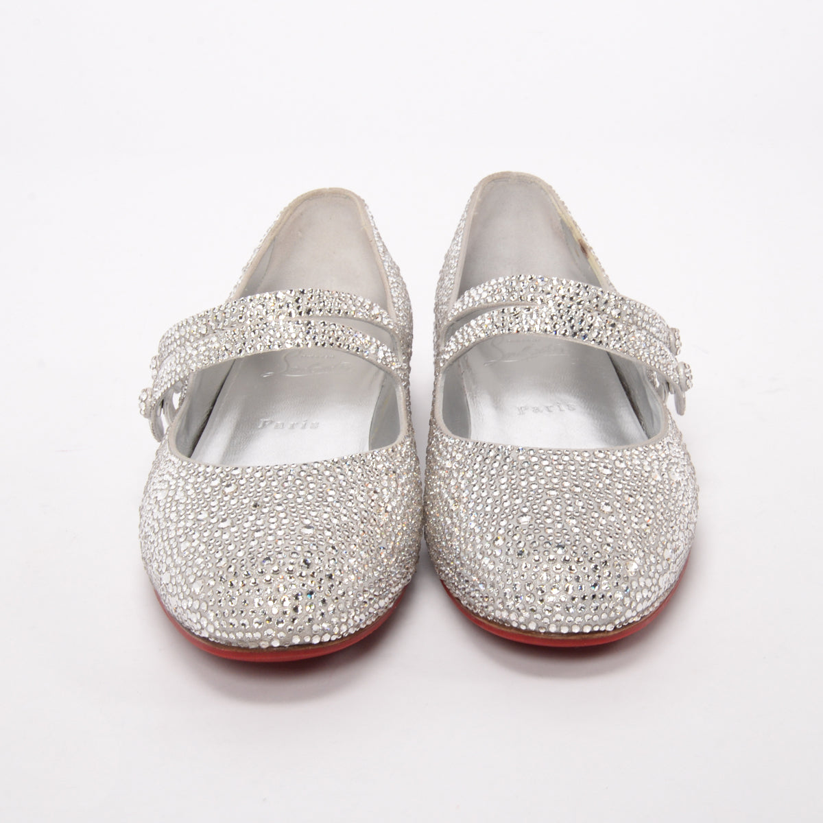 Christian Louboutin Silver Strass Embellished Sweet Jane Shoes 38