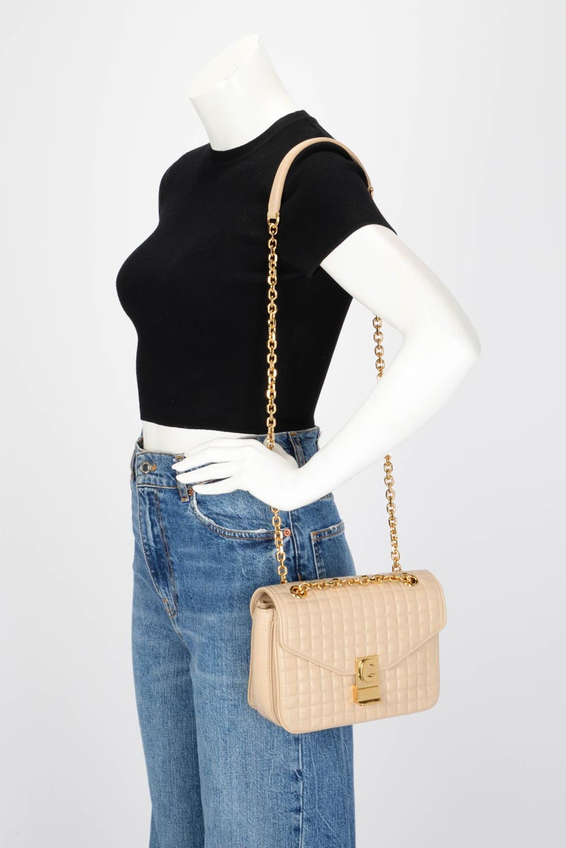 Celine Nude Quilted Calfskin Medium C Bag