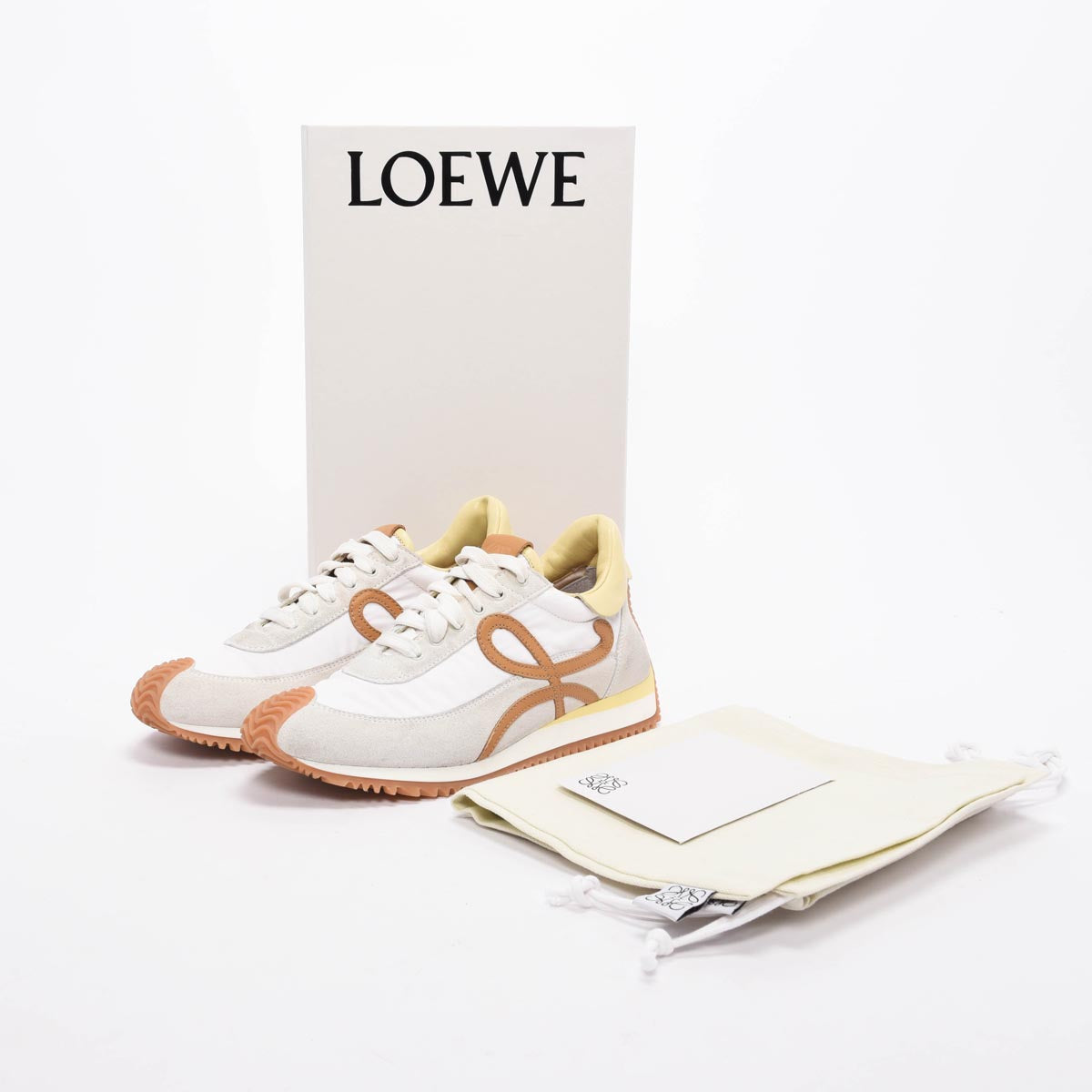 Loewe White Calfskin & Nylon Flow Runner Sneakers 37
