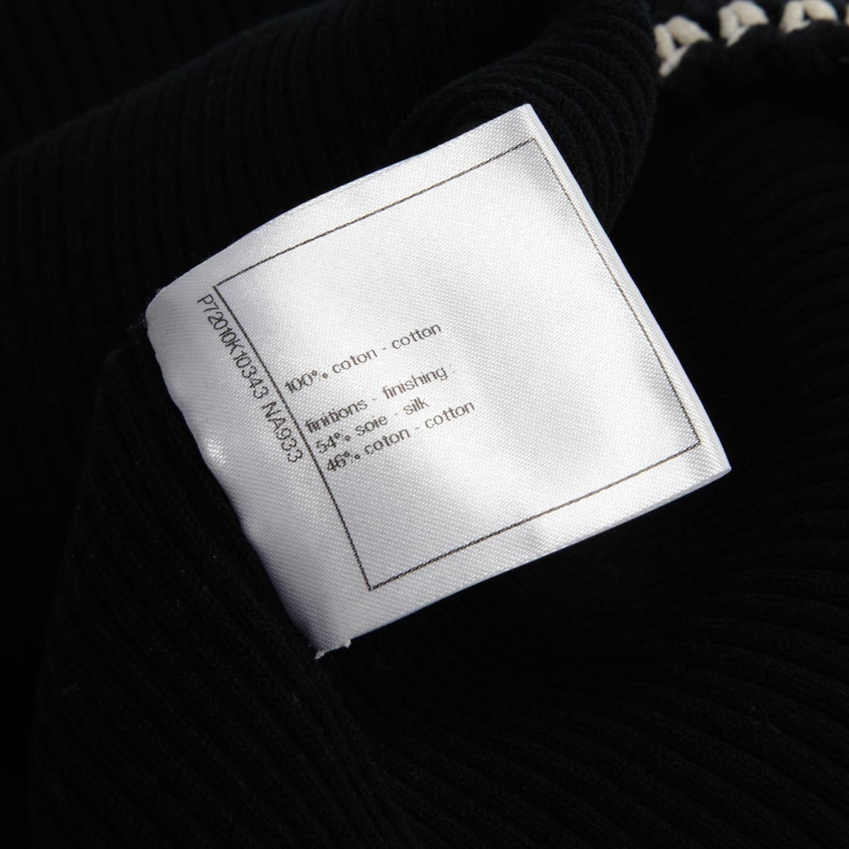 Chanel Black Knit CC Braided Trim Long Sleeve Top FR 44