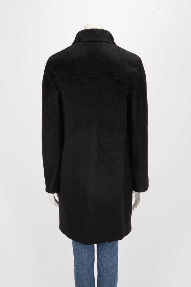 Max Mara Studio Black Wool High Neck Coat IT 40