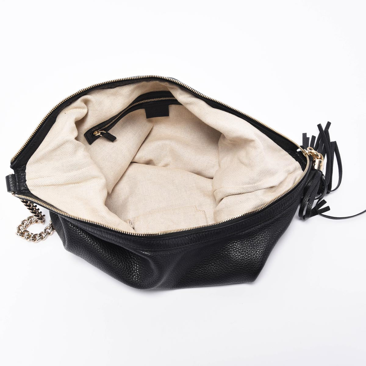 Gucci Black Grained Calfskin Soho Chain Shoulder Bag