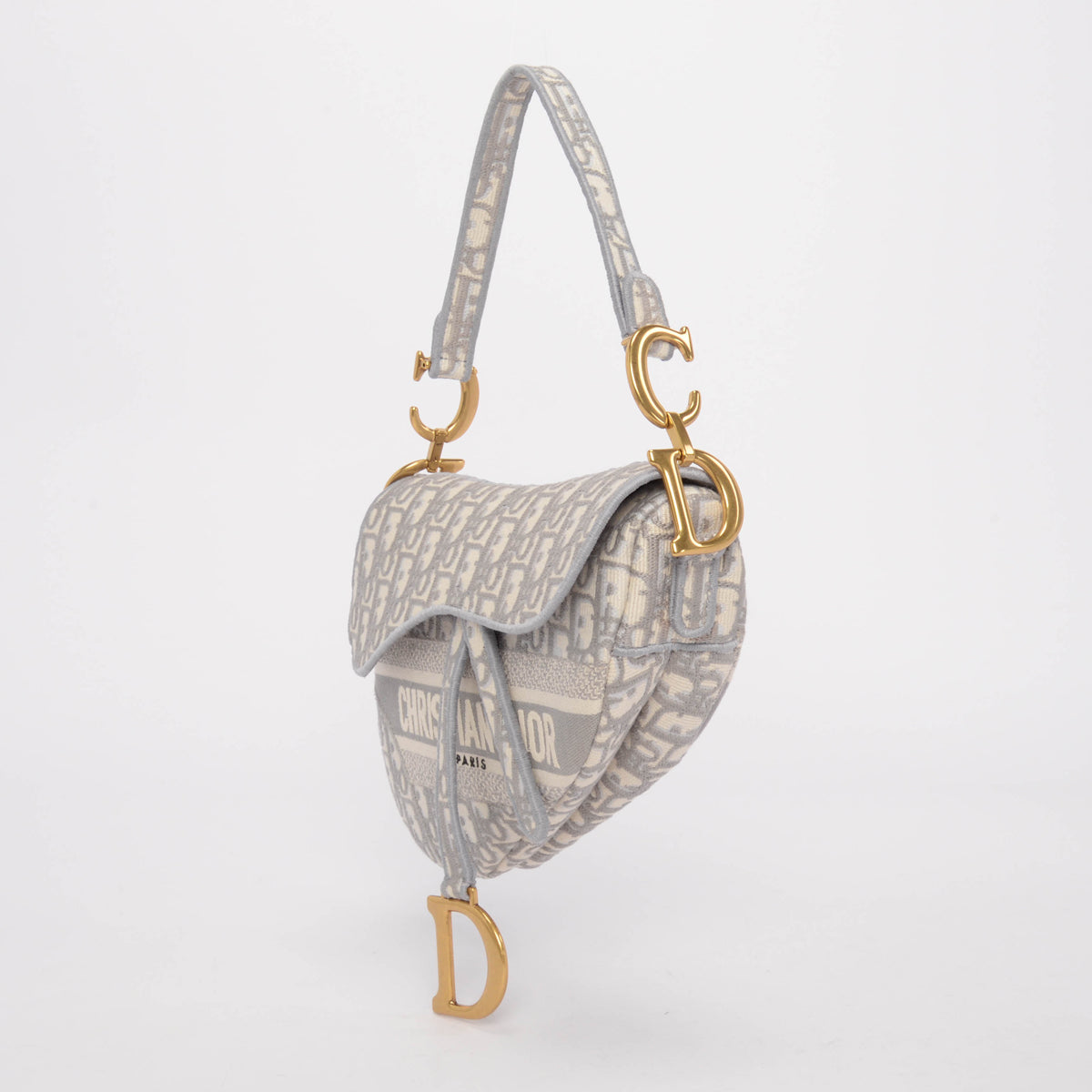Dior Grey Oblique Canvas Medium Saddle Bag