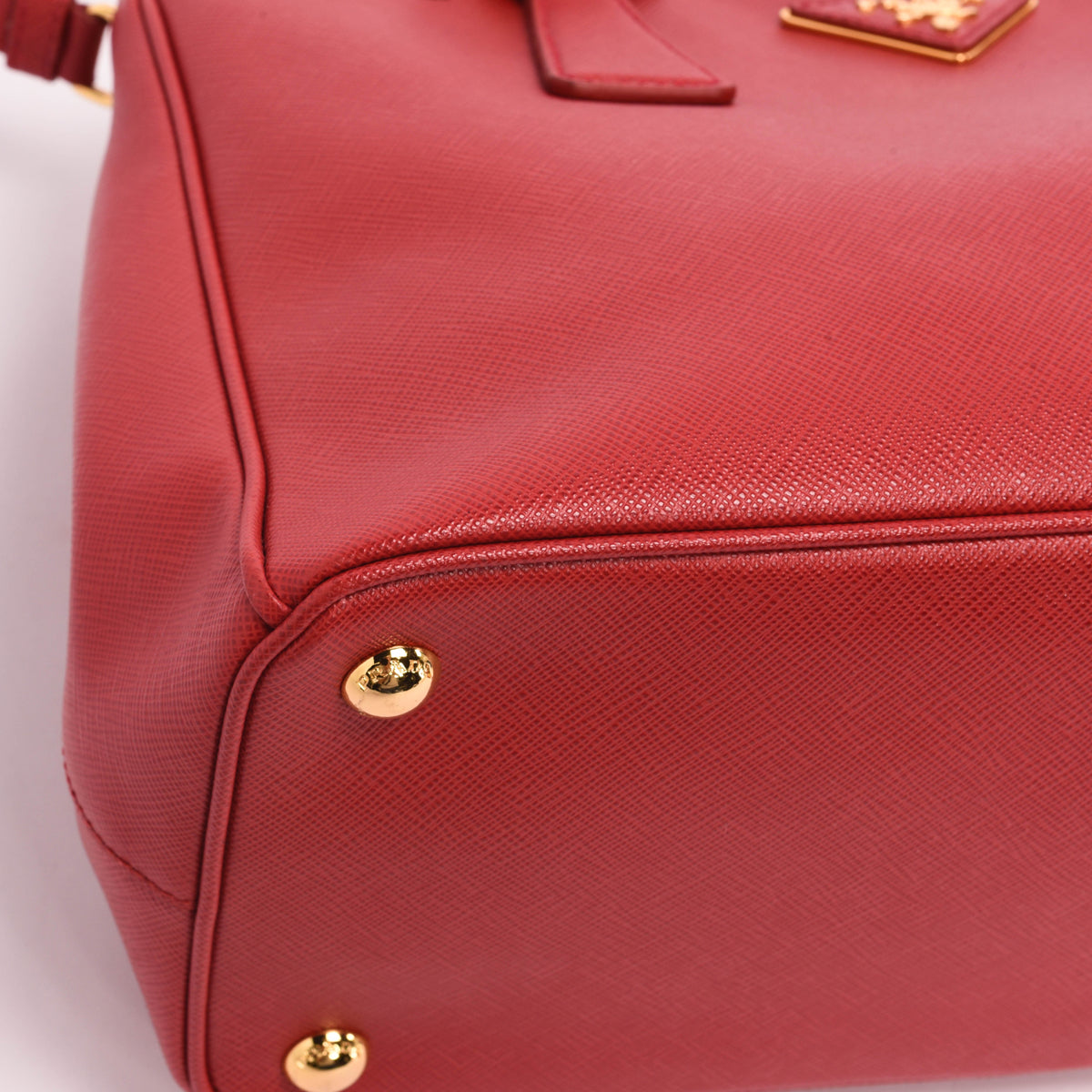 Prada Red Saffiano Lux Small Double Zip Tote