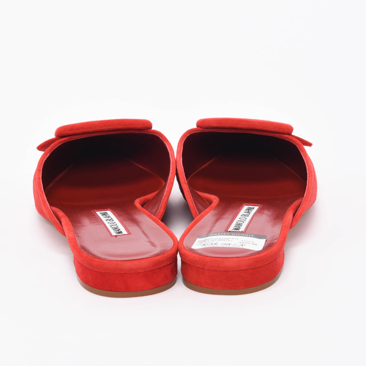 Manolo Blahnik Red Suede Maysale Buckle Mules 40