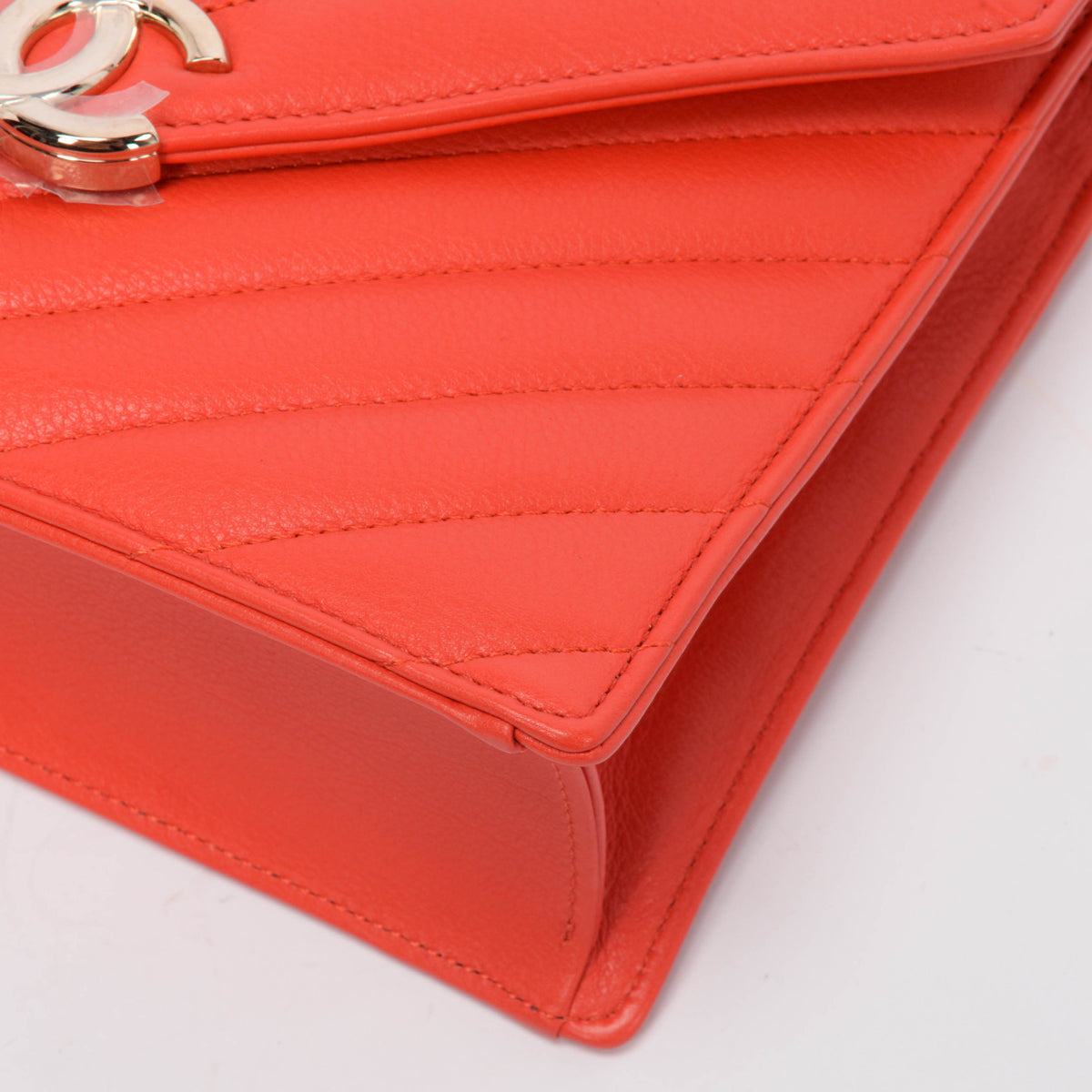 Chanel Red Chevron Calfskin Small Envelope Flap Bag